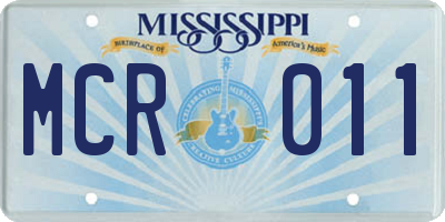 MS license plate MCR011