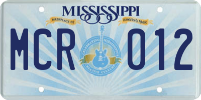MS license plate MCR012