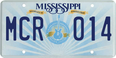 MS license plate MCR014