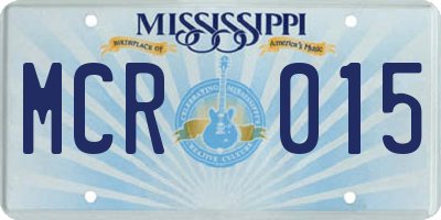 MS license plate MCR015