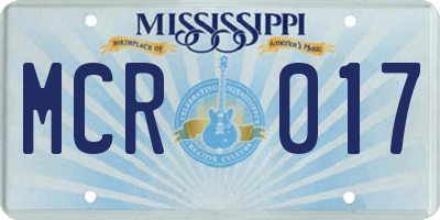 MS license plate MCR017