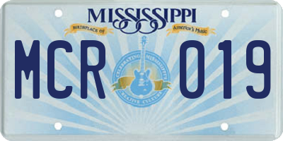 MS license plate MCR019