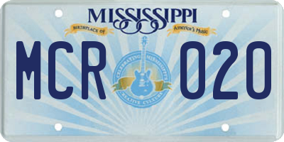 MS license plate MCR020