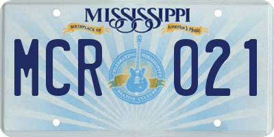 MS license plate MCR021