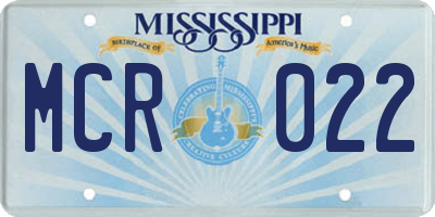 MS license plate MCR022