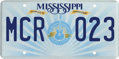 MS license plate MCR023