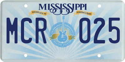 MS license plate MCR025