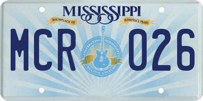 MS license plate MCR026