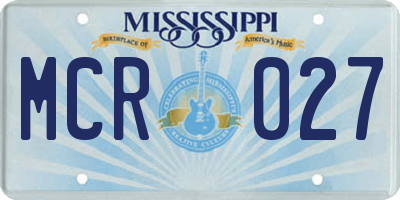 MS license plate MCR027