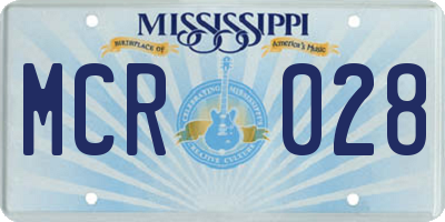 MS license plate MCR028