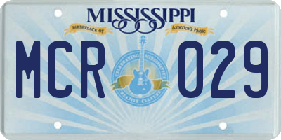 MS license plate MCR029
