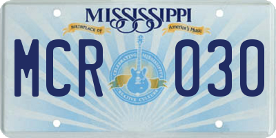 MS license plate MCR030