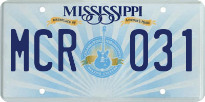 MS license plate MCR031