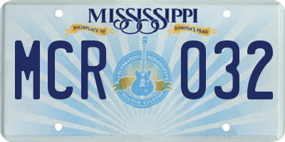 MS license plate MCR032