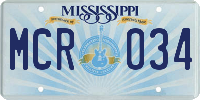 MS license plate MCR034