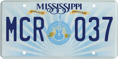MS license plate MCR037