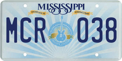 MS license plate MCR038