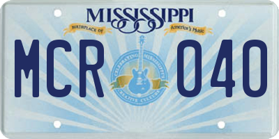 MS license plate MCR040