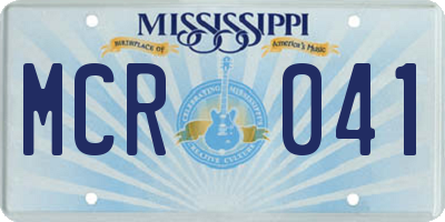 MS license plate MCR041
