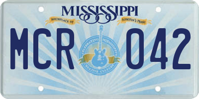 MS license plate MCR042