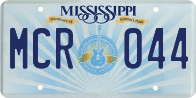 MS license plate MCR044