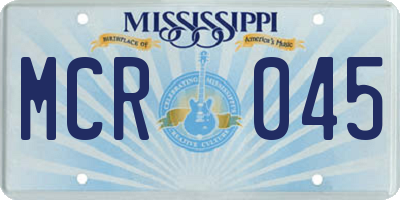 MS license plate MCR045