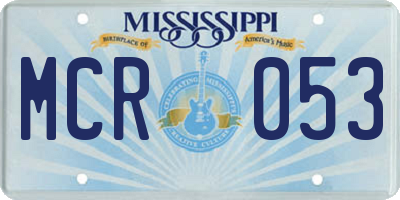 MS license plate MCR053