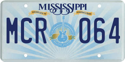 MS license plate MCR064