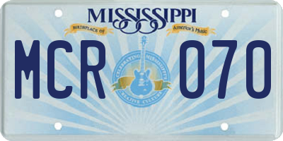 MS license plate MCR070