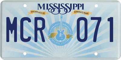 MS license plate MCR071