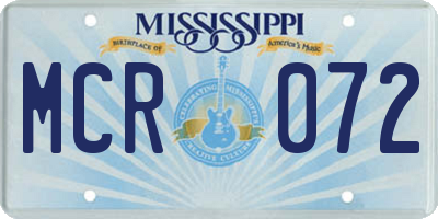 MS license plate MCR072