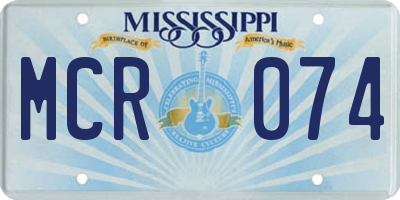 MS license plate MCR074