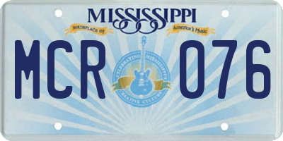 MS license plate MCR076