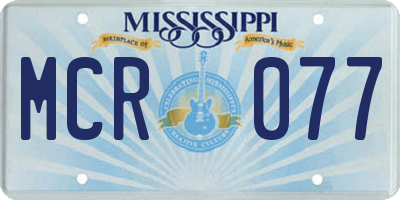 MS license plate MCR077