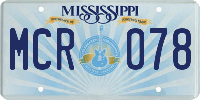 MS license plate MCR078