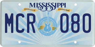 MS license plate MCR080