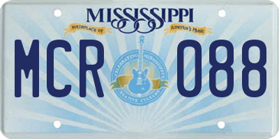 MS license plate MCR088