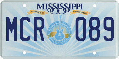 MS license plate MCR089