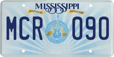 MS license plate MCR090