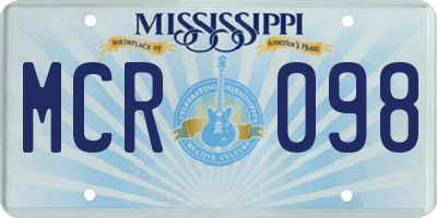 MS license plate MCR098