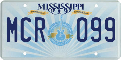 MS license plate MCR099