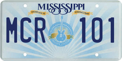 MS license plate MCR101
