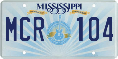MS license plate MCR104