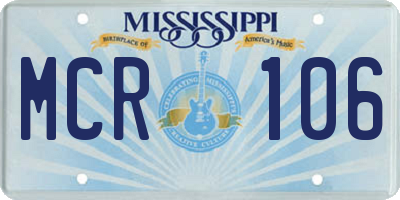 MS license plate MCR106
