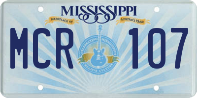 MS license plate MCR107