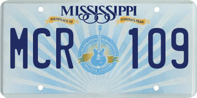 MS license plate MCR109
