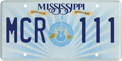MS license plate MCR111