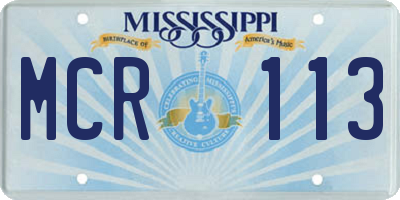 MS license plate MCR113