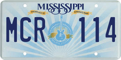 MS license plate MCR114