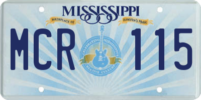 MS license plate MCR115